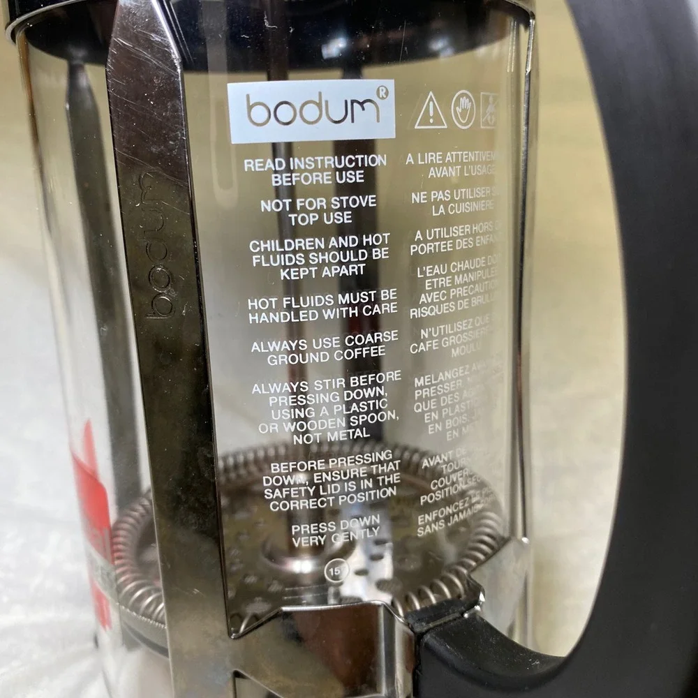 Bodum Original French Press Coffee Maker 8 Cup 34 oz Chrome Glass Stainless